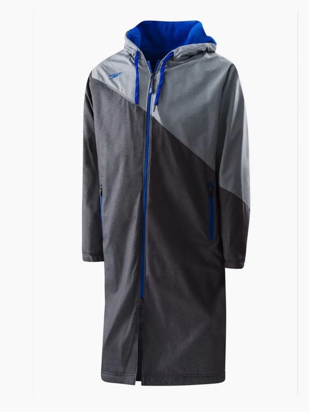 Speedo Unisex Colorblock Parka - Charcoal & Gray with Blue Trim
